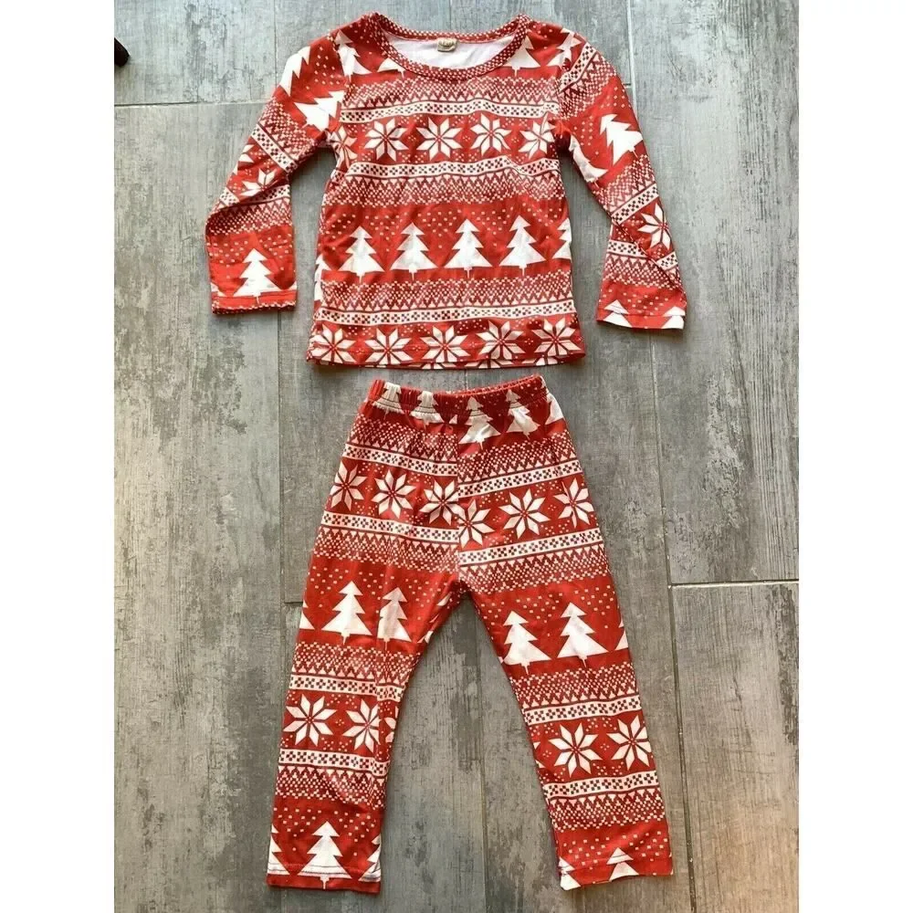 Los Angeles Boutique Red White Pajama Set Pj's Cute Toddler Girls Boys SOFT 4T